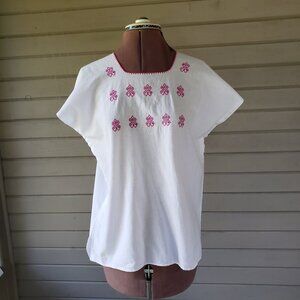 Traditional Mexican Embroidered Top Huichol Huipil